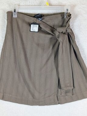 560-Club Monaco Taupe‎ Wrap Mini Skirt with Side Tie